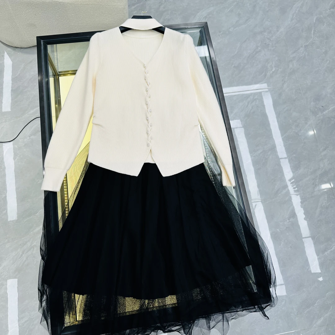 S29-[LONG-NA轻奢严选] 气质V领开衫显瘦上衣裙子