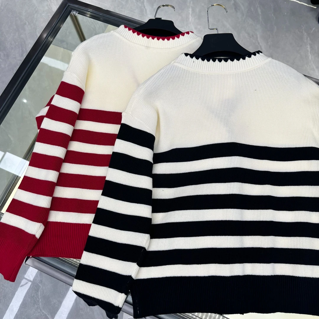 S66-[LONG-NA轻奢严选] 法式条纹时髦减龄长袖上衣