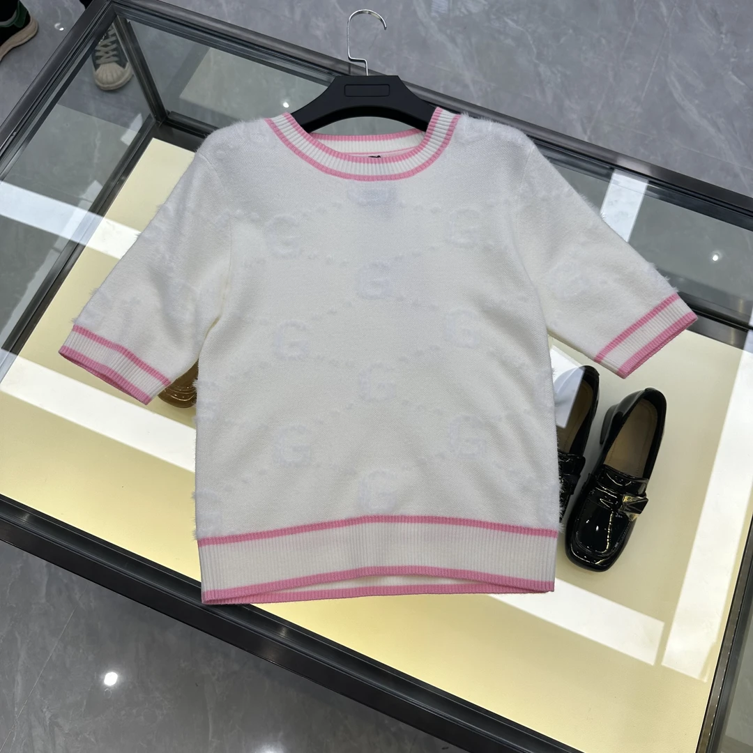 19号新款经典高级提花短袖针织套头毛衣ZH3029