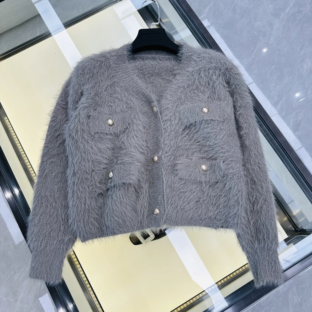 S222-[LONG-NA轻奢严选] V领气质短款慵懒高级感上衣