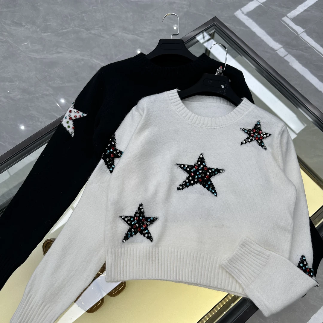 S88-[LONG-NA轻奢严选] 五角星宽松气质长袖针织衫