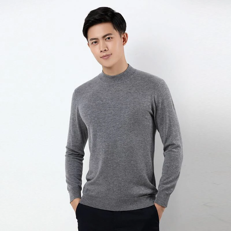 男精纺100羊毛半高领羊毛衫