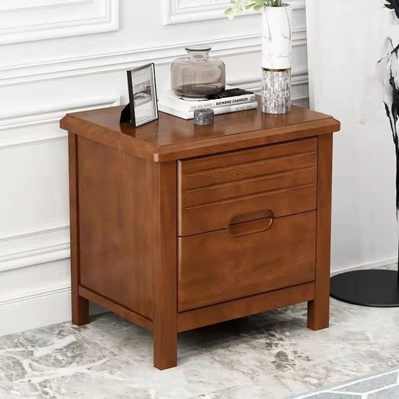 胡桃木床头柜实木床边柜50cm宽带抽屉简约现代卧室储物柜厂家直销
