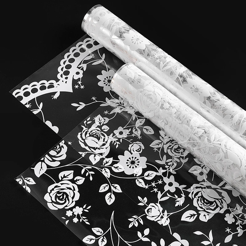 【新品】蕾丝花边玻璃纸opp膜防水加厚片装卷装鲜花印花包装纸