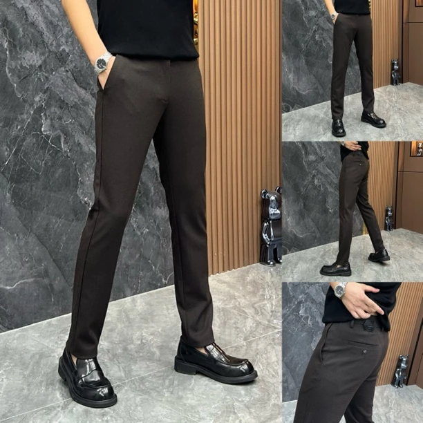 B2209男士秋季新款千鸟格休闲裤 时尚潮流百搭舒适修身轻奢男裤