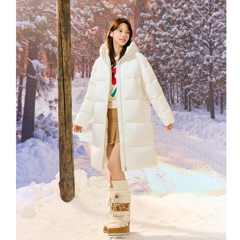 爱美斯中长款羽绒服女冬季户外保暖白鸭绒外套101