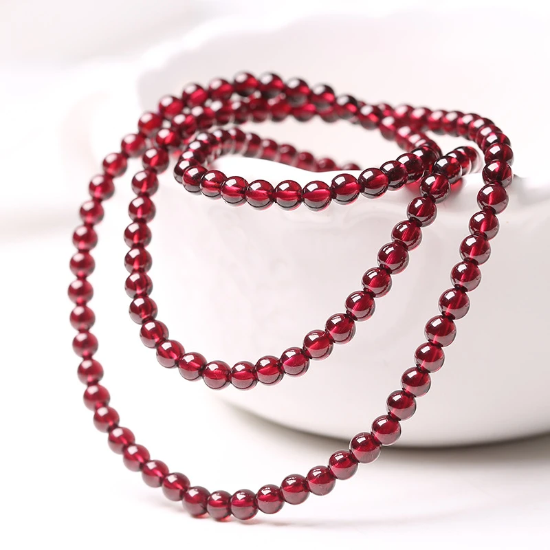 收藏级全净体酒红色石榴石手链女多圈单圈天然正品轻奢手串送礼