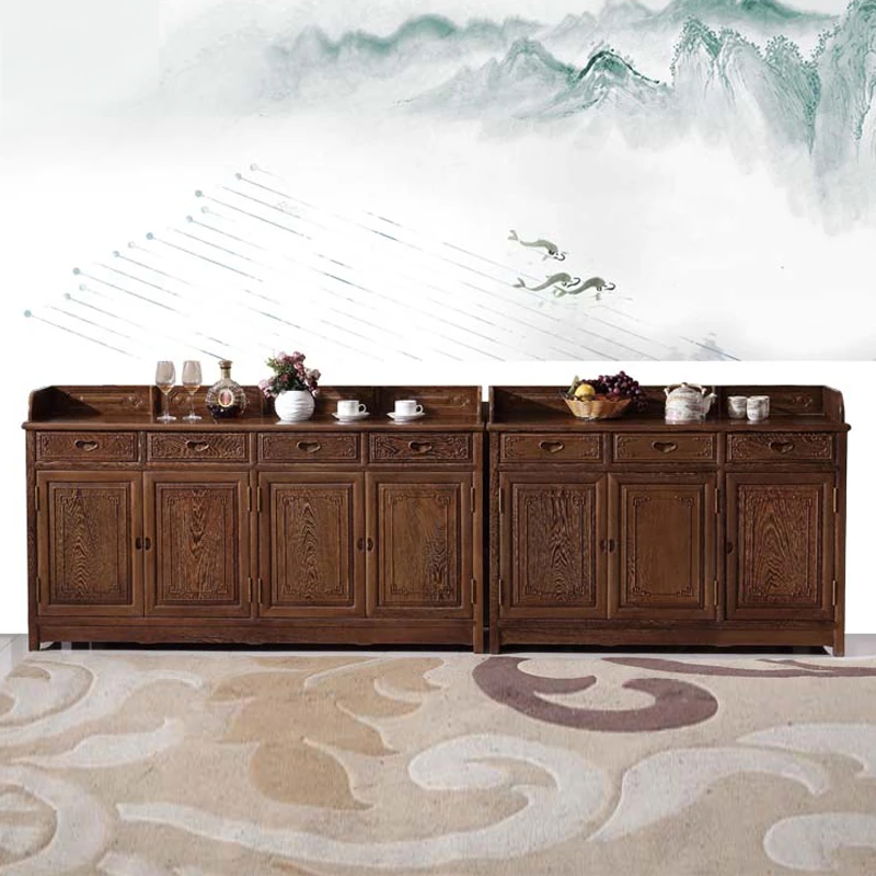 红木家具鸡翅木餐边柜储物柜带门客厅茶水柜明清古典餐厅实木餐柜