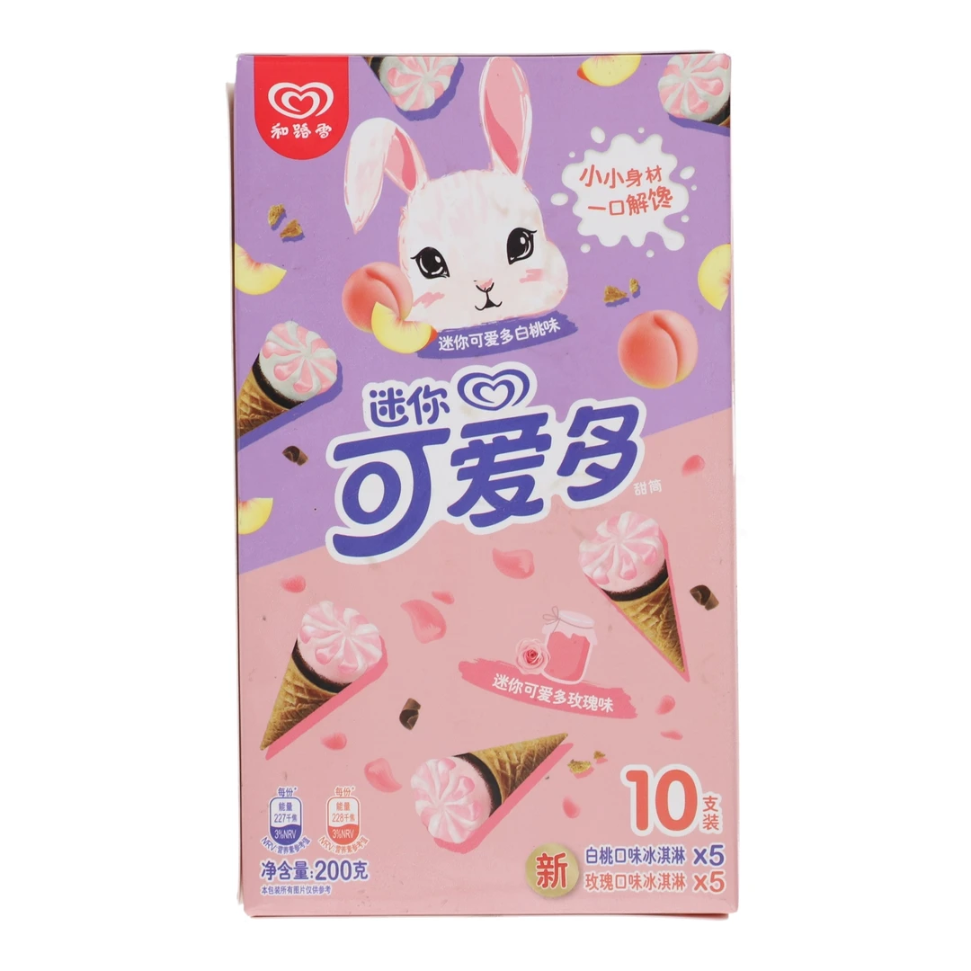 和路雪迷你可爱多迷你甜筒玫瑰口味白桃口味200g