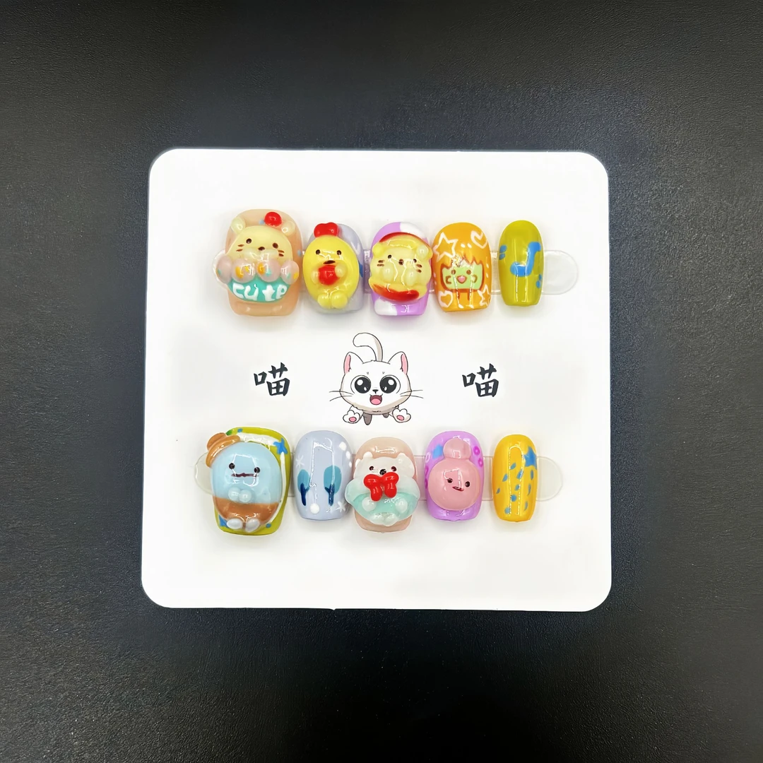 JOJO【蛋糕小熊】纯手工捏捏款卡通立体穿戴甲显白卡通美甲穿戴甲
