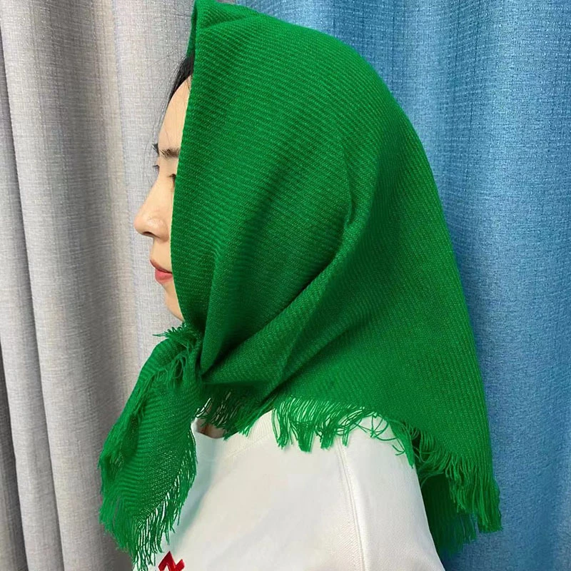 2025年新款老人包头巾绿女农村表演老式四方巾中老年妇女干活围巾