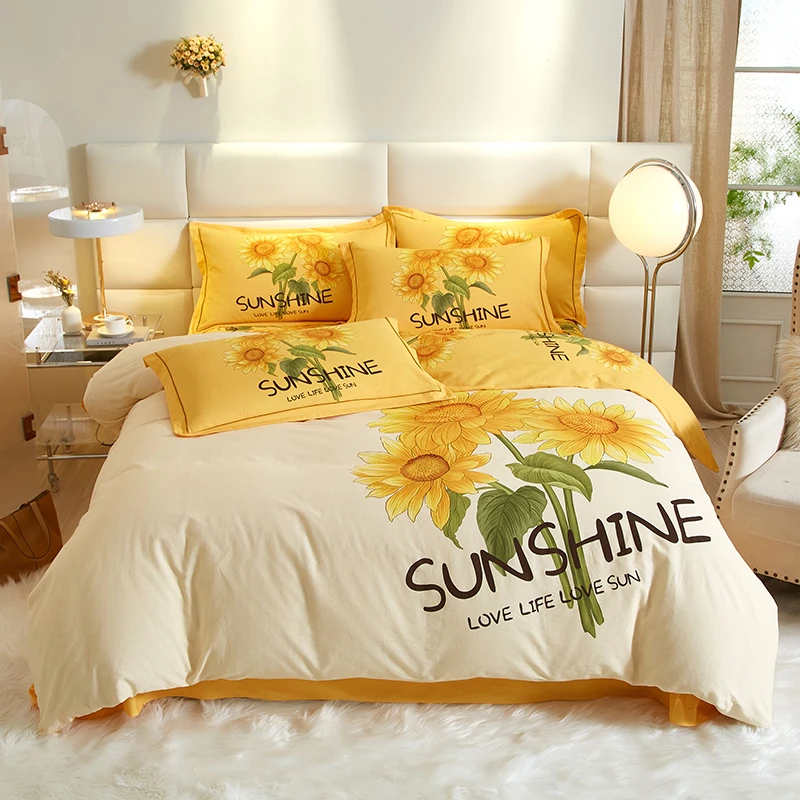 【 四季款】高档全棉加厚四季可用大版印花四件套纯棉被套床上用品