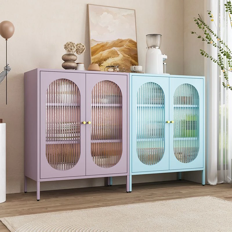 法式客厅电视柜收纳落地铁皮柜餐边实木北欧轻奢简约靠墙转角柜