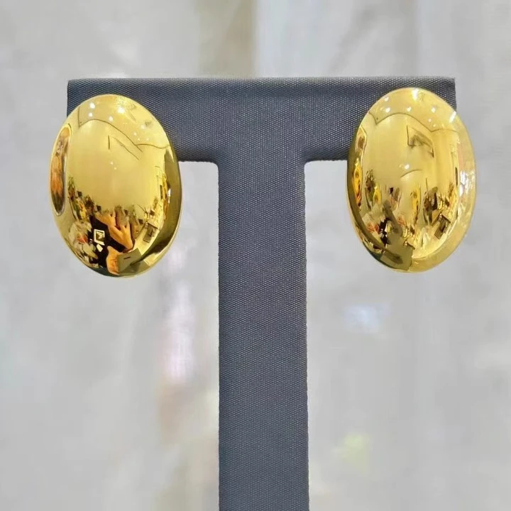 铜合金耳饰 鸽子蛋耳钉女款小众ins风2024新款镜面耳环送女友礼物