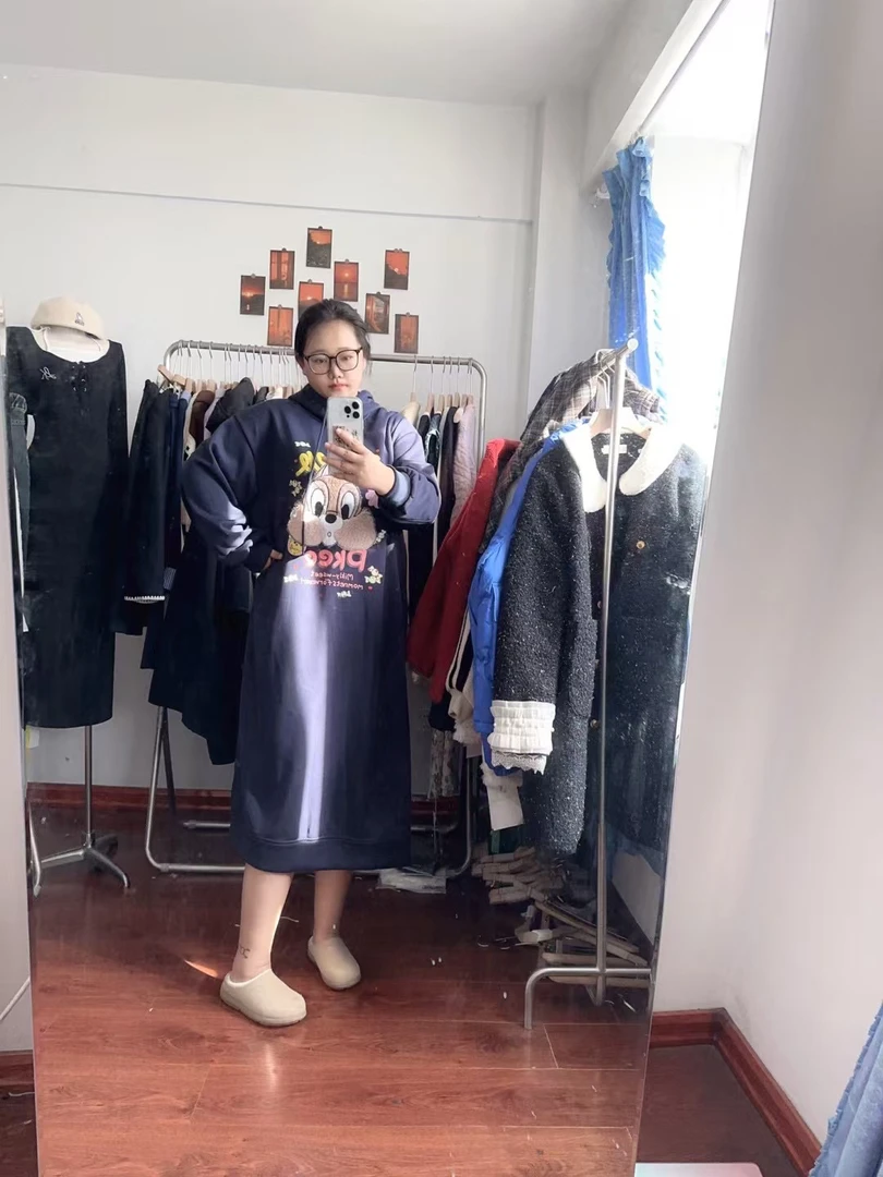 【新疆包邮】卡通连帽加绒卫衣裙