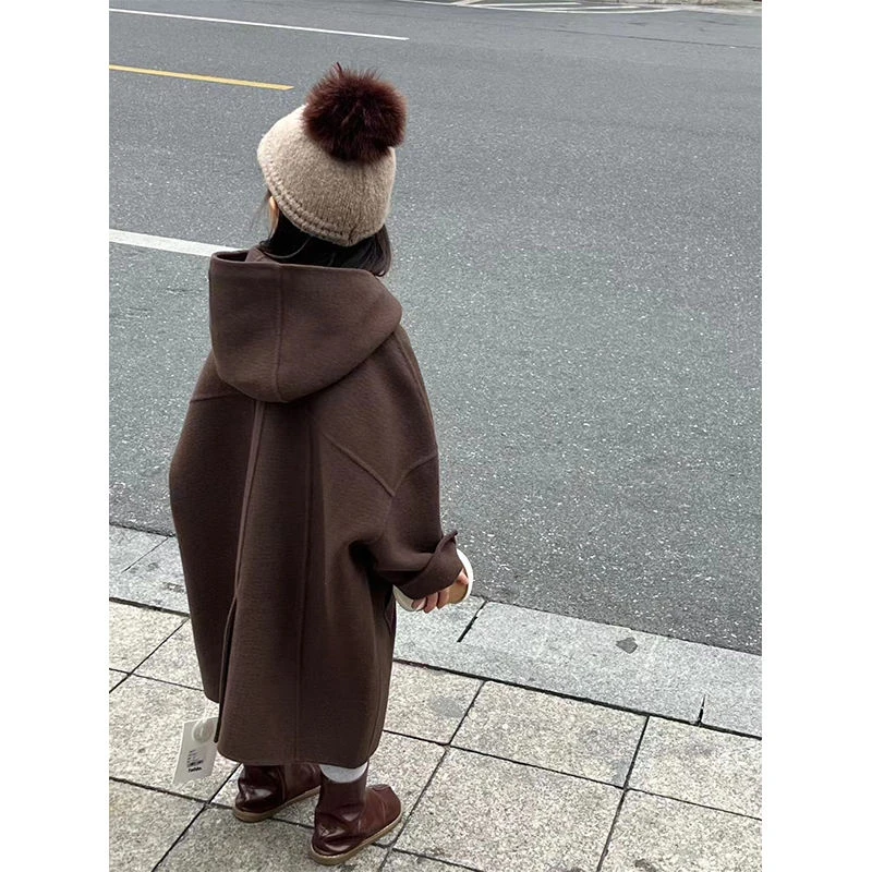 韩国童装男女童双面毛呢大衣2023早春儿童呢子外套洋气