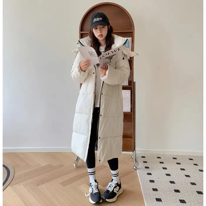 长款连帽棉服男女秋冬季潮流高级感宽松显瘦棉衣外套-2308款