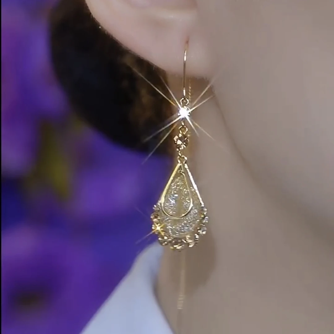 铜合金耳饰 【气质佳人】时尚气质百搭雨滴耳线