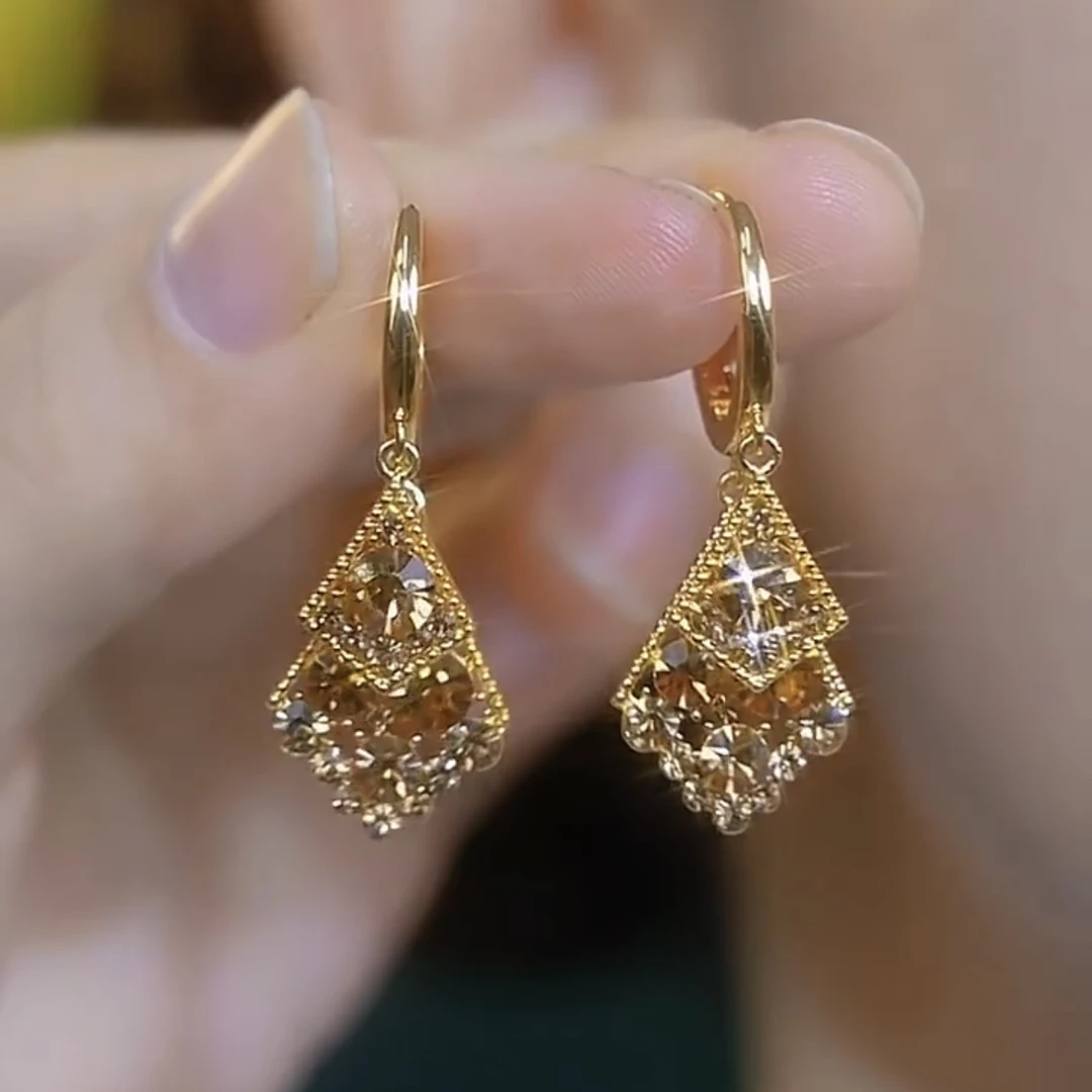 铜合金耳饰 【气质女神】时尚气质百搭菱形耳环