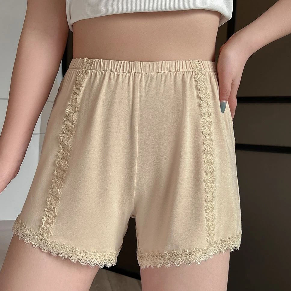 大码/微胖mm显瘦遮肚蕾丝打底安全裤女