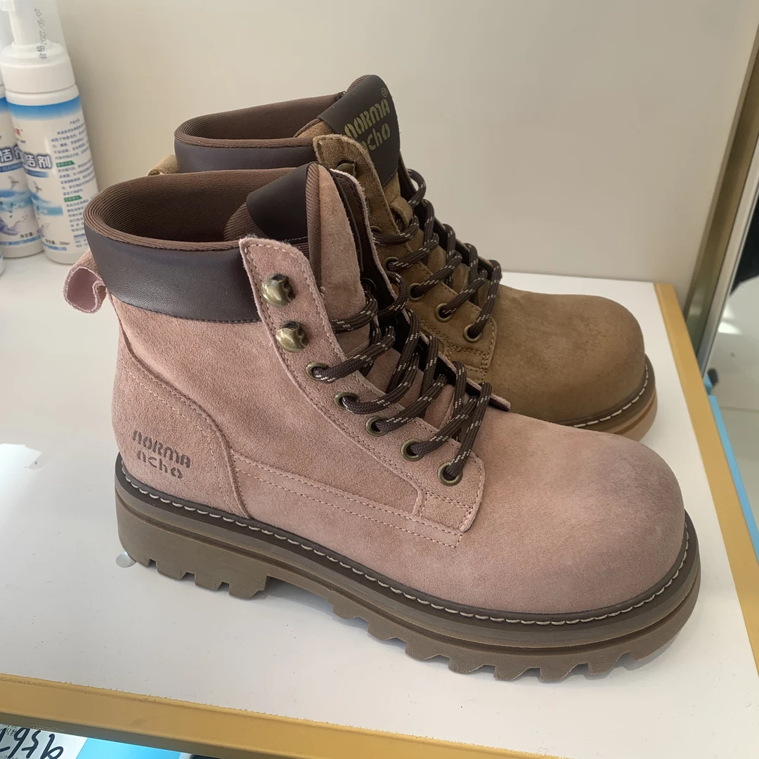 3656时尚户外真皮高帮厚底秋冬系带不加绒短靴