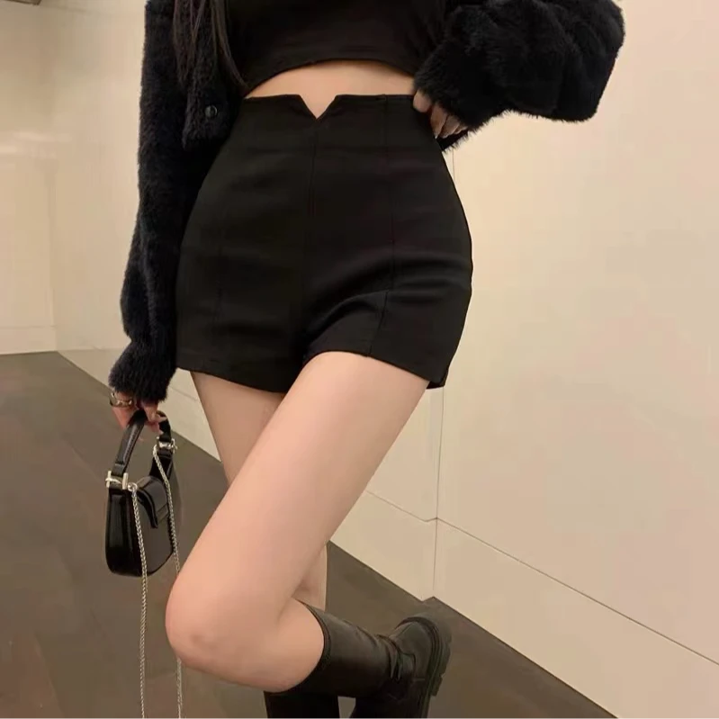 百搭时尚高腰显瘦黑色下半身失踪短裤女A字紧身弹力辣妹热裤外穿