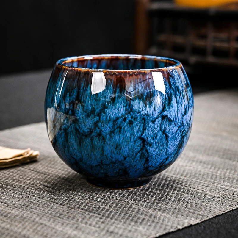 窑变建盏龙蛋茶杯套装功夫茶杯陶瓷五行杯主人杯泡茶杯茶碗盏茶杯