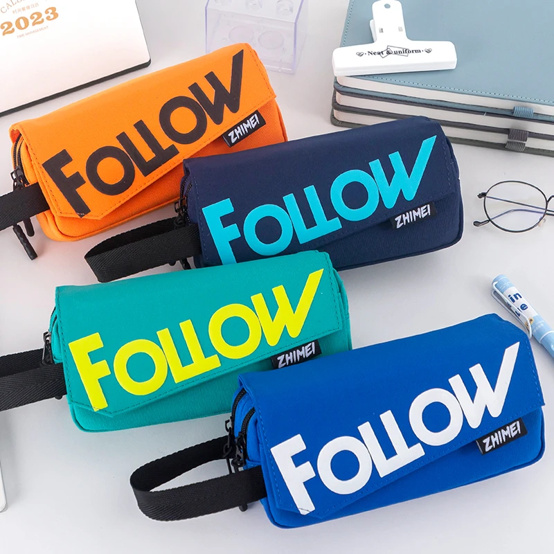 高颜值笔袋三层大容量ins炫酷帅气文具盒初中生小学生铅笔袋耐脏