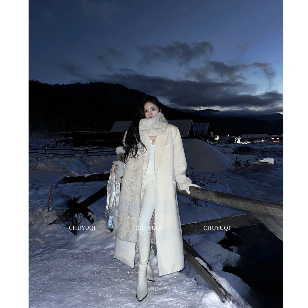 金添翼妈咪专属【白茉暖糯】气质高级毛呢大衣小众长款加厚呢子1927