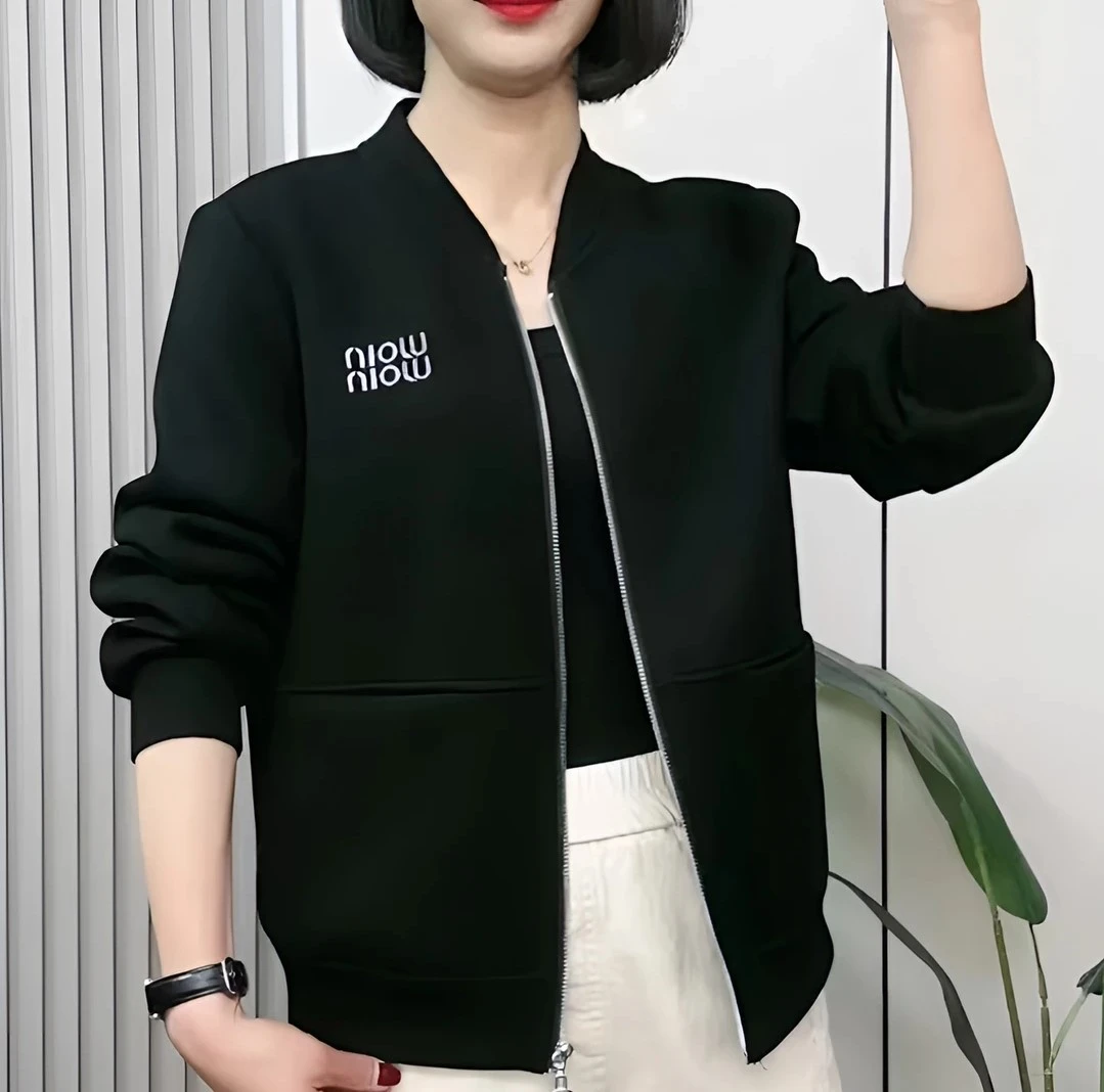 春秋季女外套新款时尚英文字母小刺绣显瘦百搭运动休闲上衣女外套