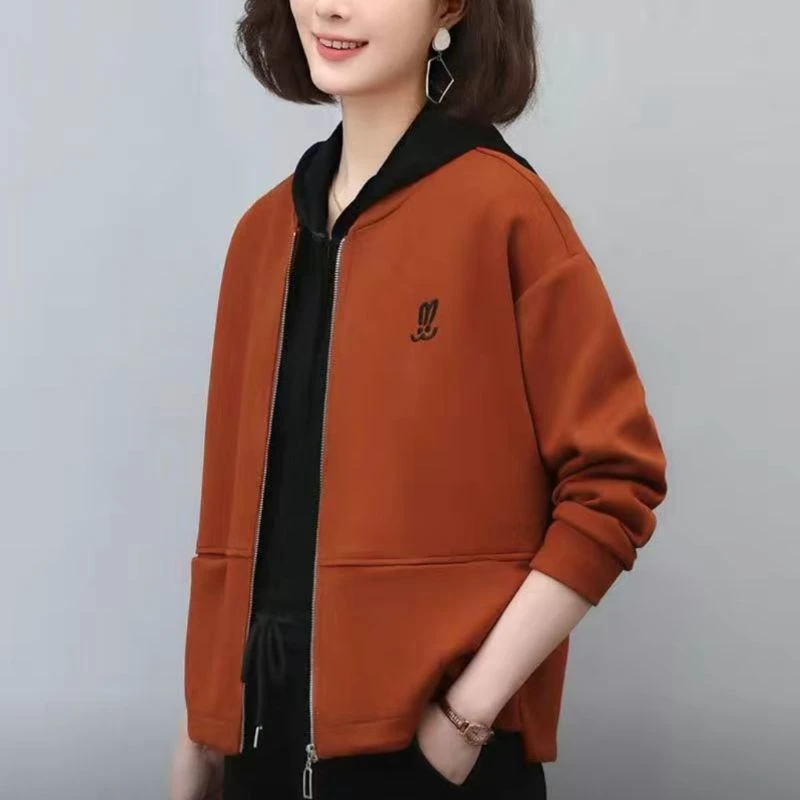 2024春季大码时尚妈妈装百搭纯色开衫韩版宽松显瘦长袖上衣女春秋