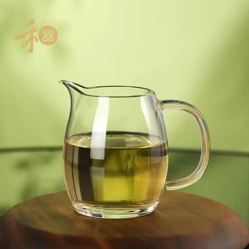 禾器凤仪澄然樱粉霞彩茶海高硼硅耐热玻璃公道杯手工加厚分茶器