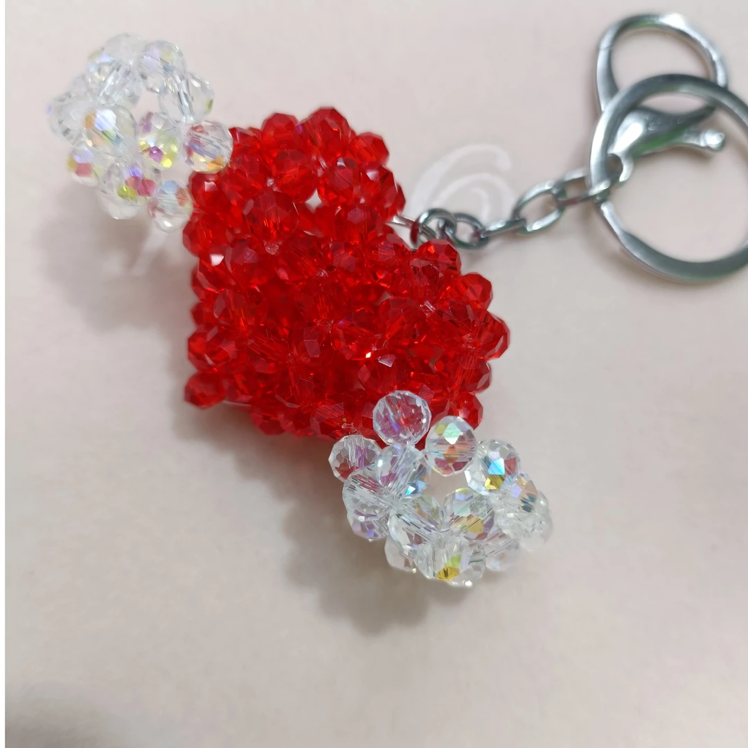 手工编织6mm天使爱心钥匙扣挂件