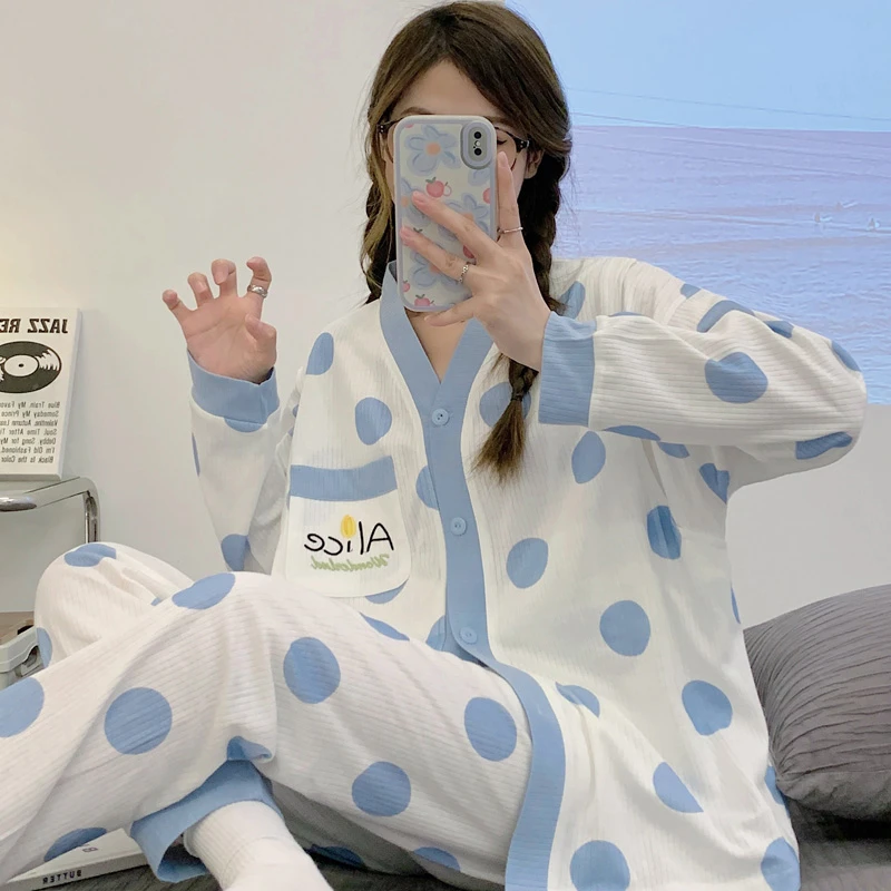 尾货福利 月子服可爱6月份产后棉质喂奶哺乳衣春秋孕妇睡衣大码