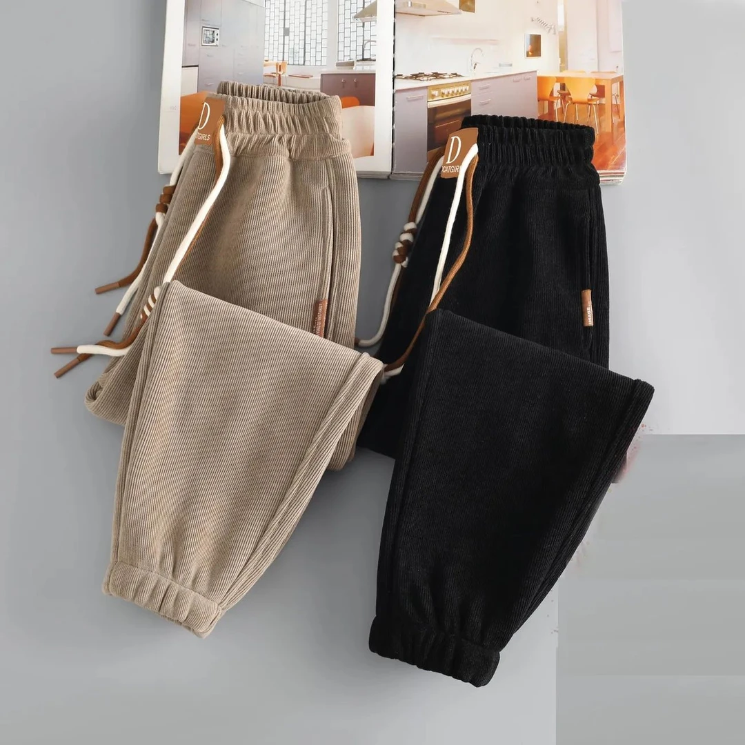 2023新款男女童秋冬休闲运动裤中大童时尚条绒儿童男大童裤子