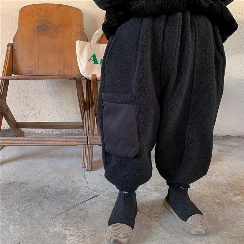 童装潮款儿童加绒裤子冬季奥利绒加厚韩版小童森系文艺灯笼裤松