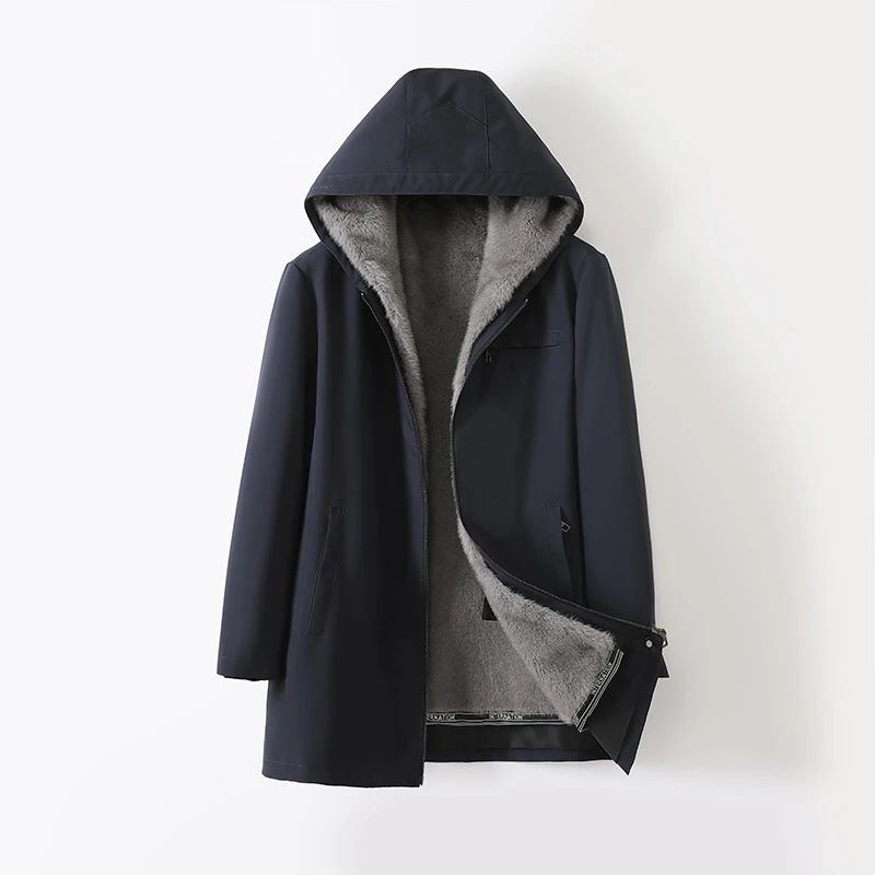 【皮尔卡丹】反季中长款男士派克服连帽保暖外套昊坤PK8312-1