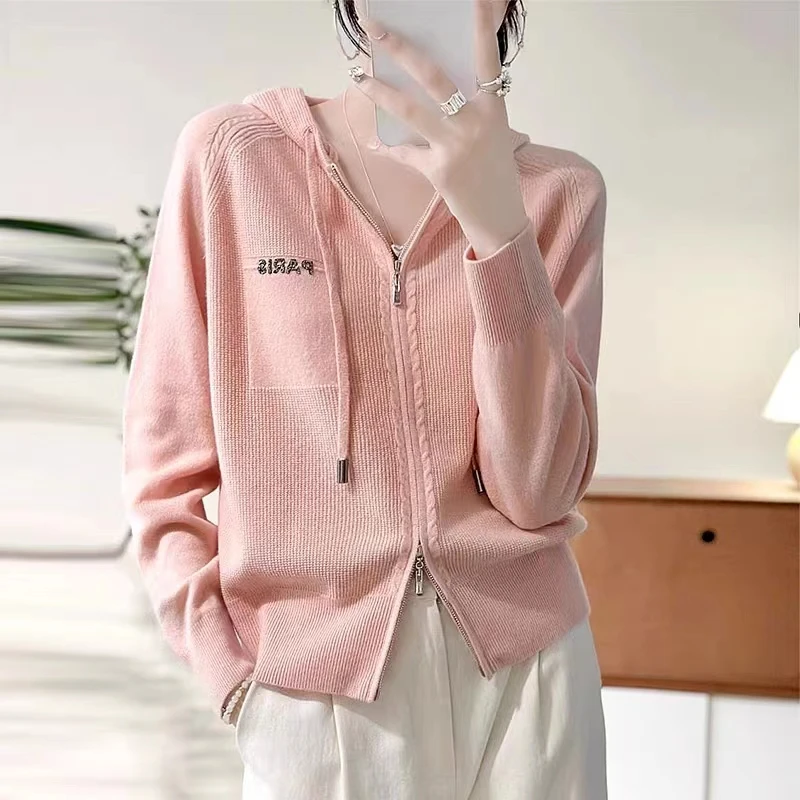 全羊毛百搭双拉链开衫