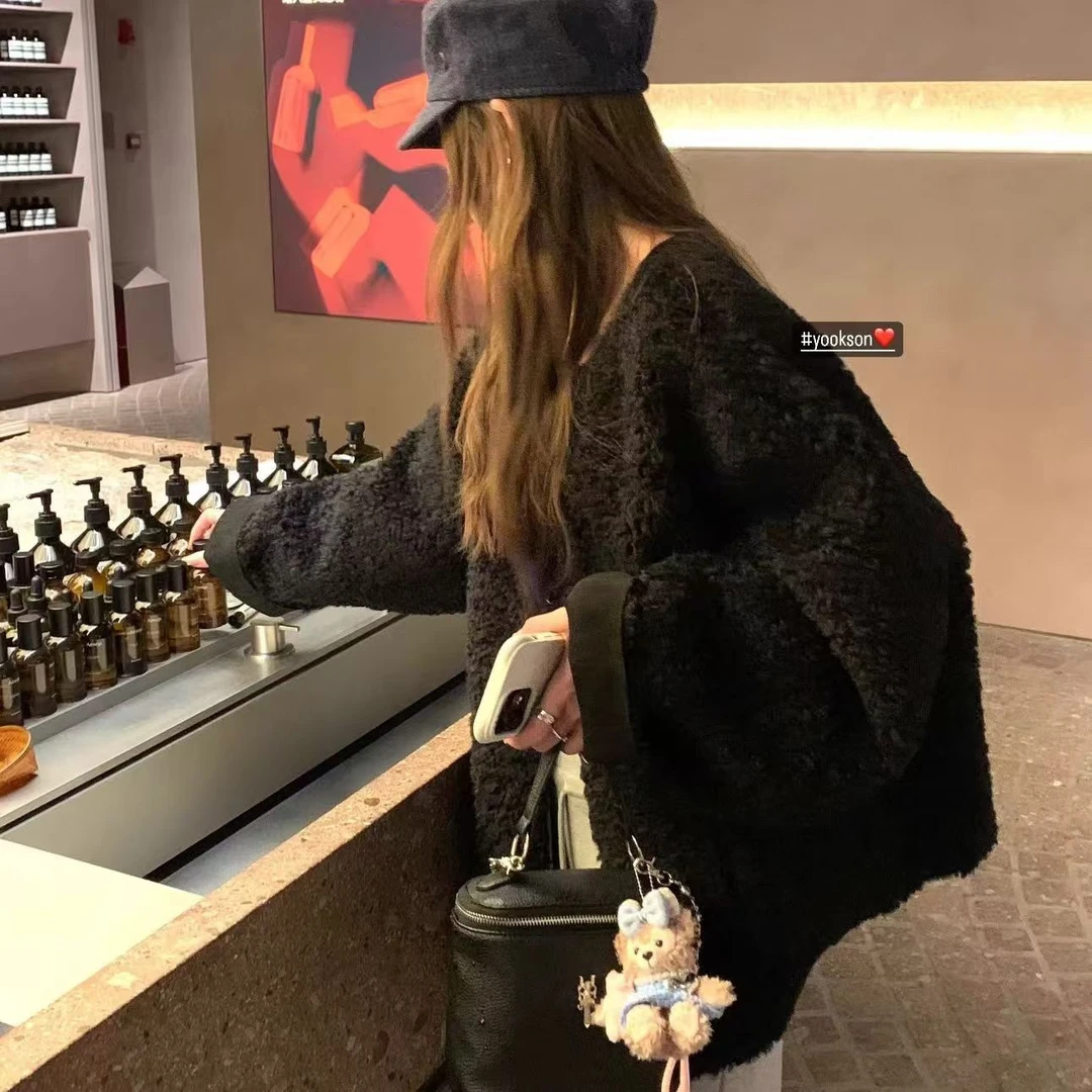 【有运费险】清冬季宽松毛绒外套女普通厚度保暖休闲大衣百搭时尚