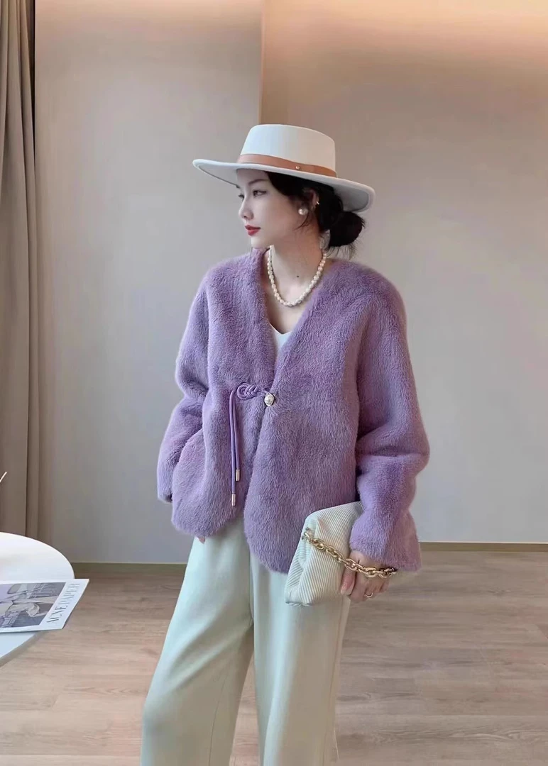 清国风加厚皮和毛一体大衣冬季时尚百搭轻奢显瘦气质名媛毛绒外套