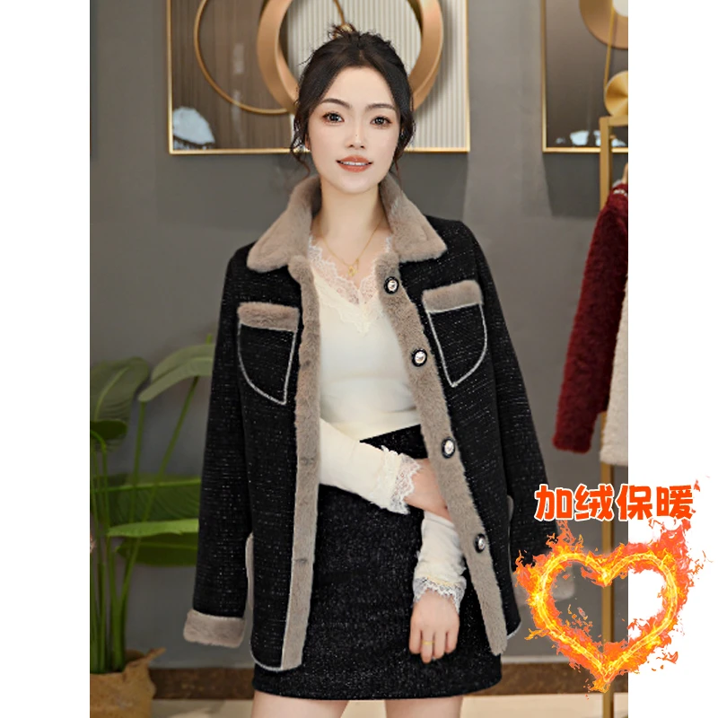 清小香风短款时尚洋气加绒加厚外套女士冬季新款小个子棉袄上衣