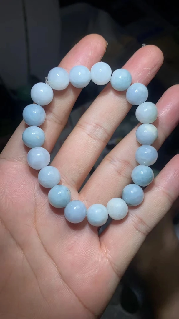 缅甸天然翡翠紫底细糯化A货手串