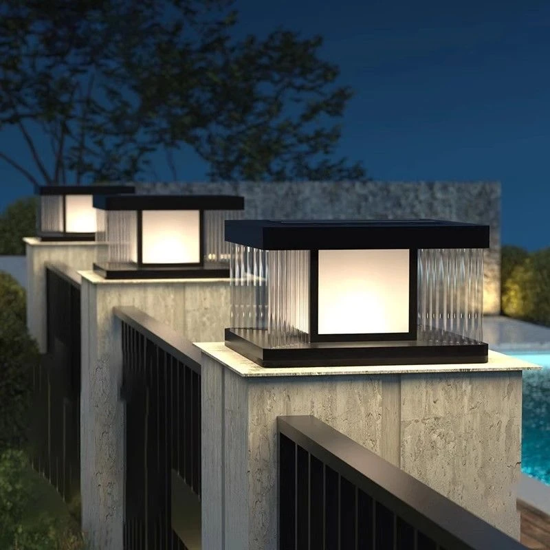 太阳能柱头灯室外花园别墅简约现代方形围墙中式门柱灯庭院大门灯