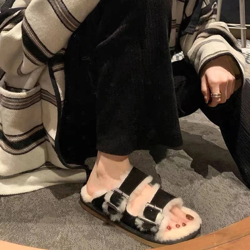 【梓铭】988~老板自留 真皮真毛皮毛一体毛毛拖鞋百搭时尚