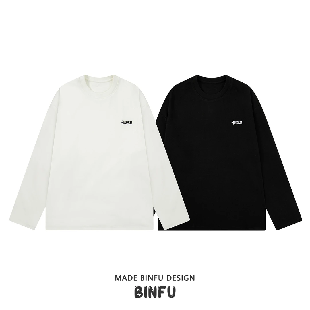 BINFU 自制冬季德绒保暖打底衫简约圆领男女同款百搭长袖T恤衫130