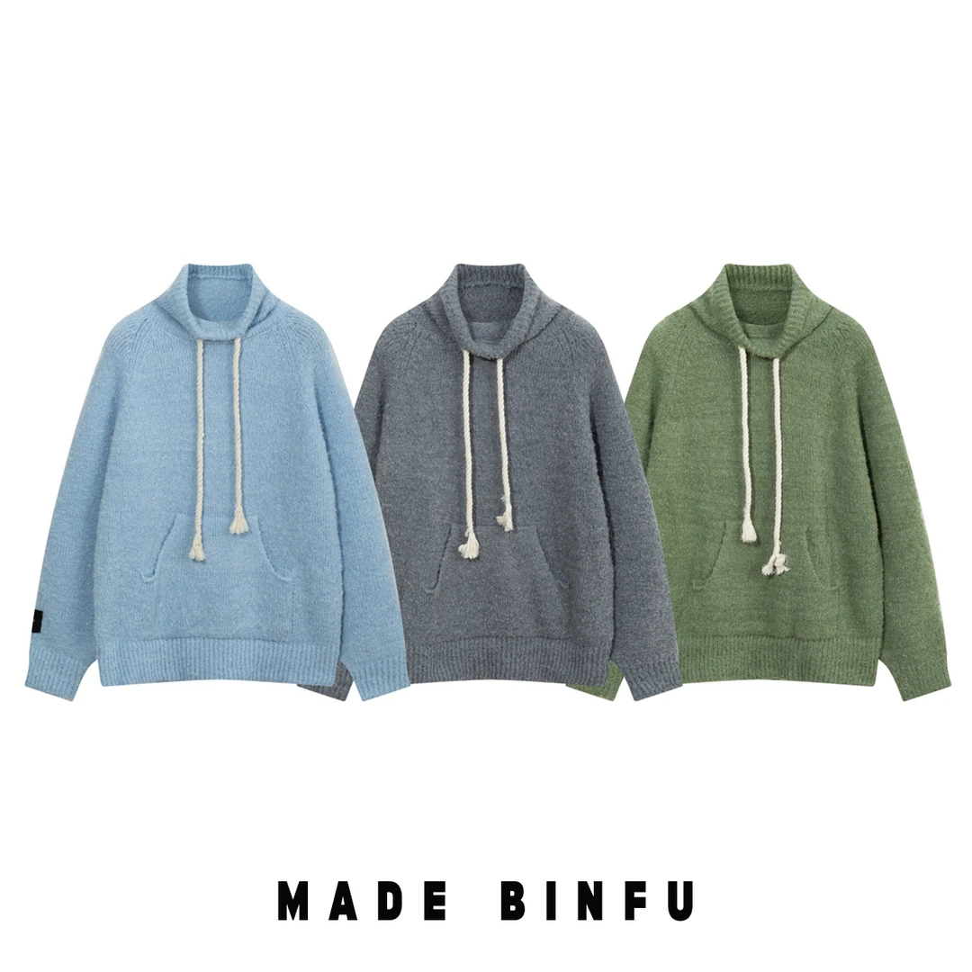 BINFU  秋装纯色 新款男女同款高领简约百搭宽松毛衣8834