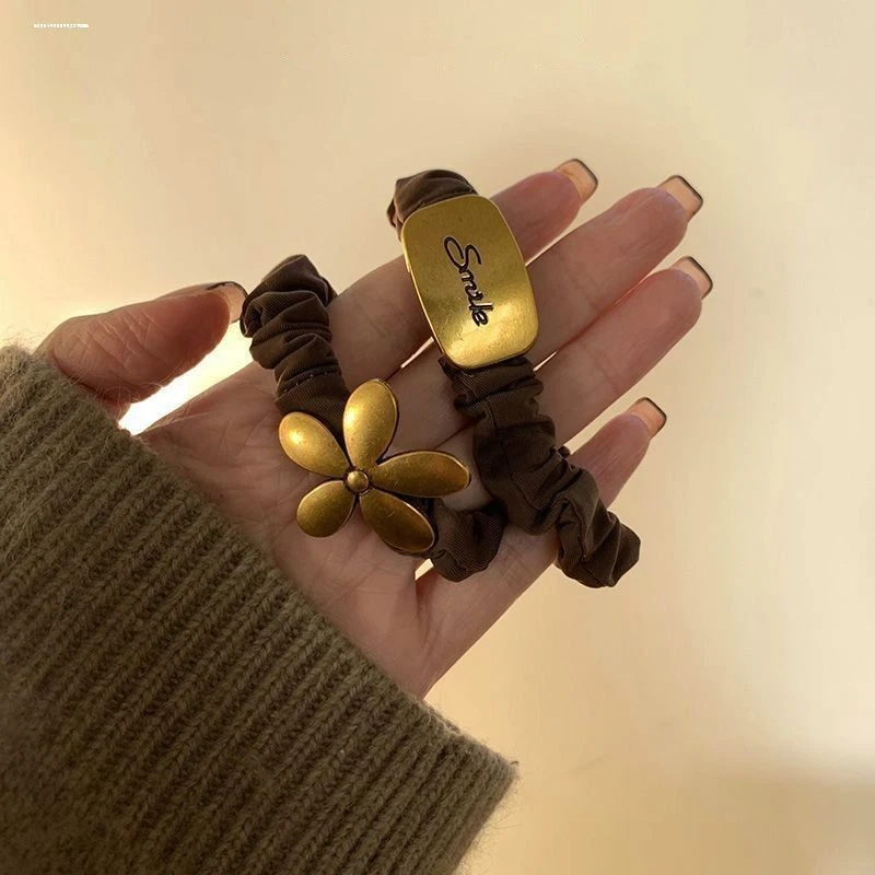 高级感金属小肠发圈橡皮筋女扎头发绳高弹力头绳气质皮套秋冬材质