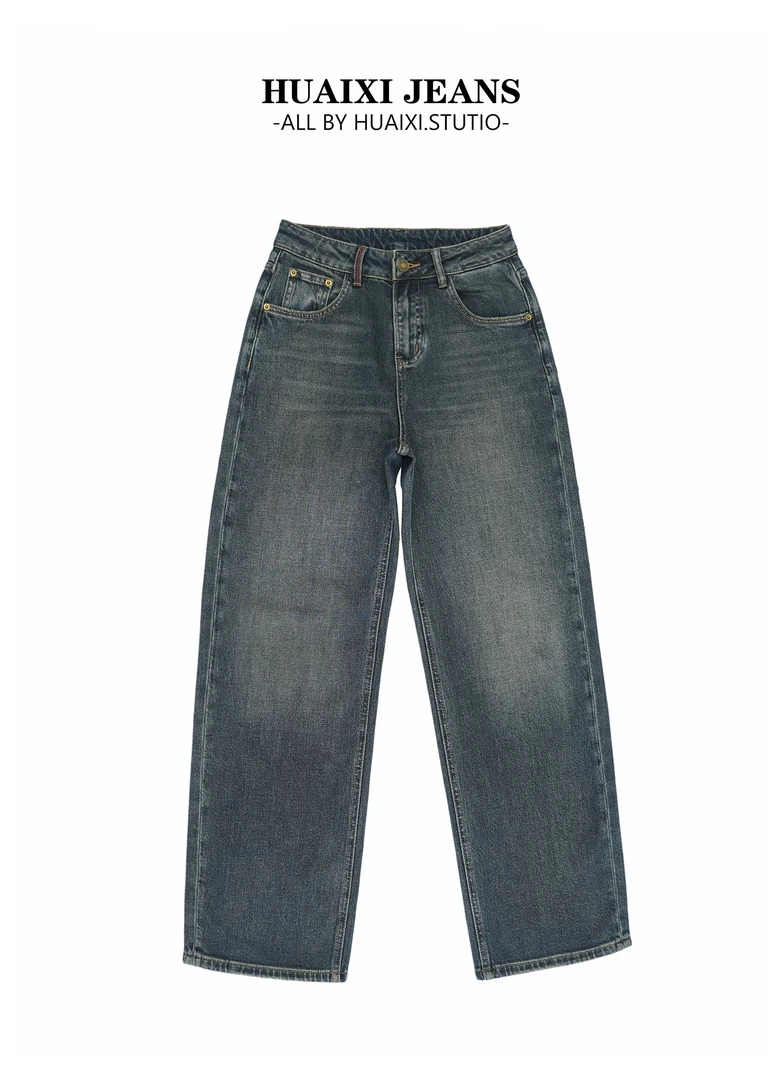 88011宽松直筒牛仔裤复古设计百搭休闲长裤牛仔裤直筒裤女