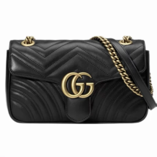 99新 GUCCI/古驰  黑金marmont26链条包