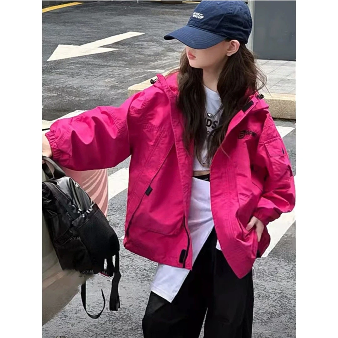 女童冲锋衣秋装2024新款儿童防水外套中大童春秋季衣服男童户外服